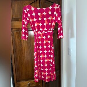 Leota Pink and Red Long Sleeve Dress